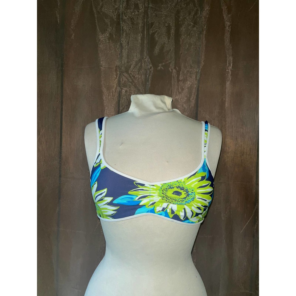 Aerie Blue and Green Floral Bikini Top